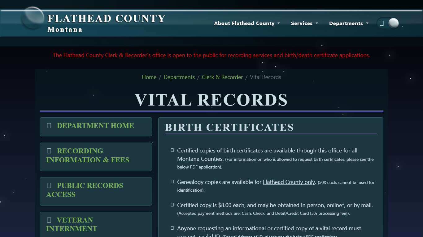 Vital Records Flathead County, MT