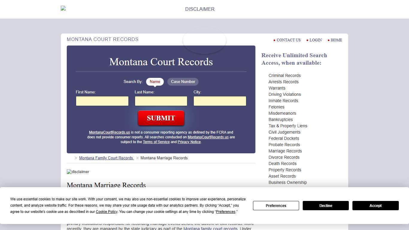 Montana Marriage Records Search MontanaCourtRecords.us